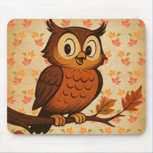 Mousepad Fofo, caprichoso coruja outonal/outono vintage