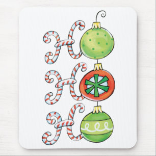 Mousepad Fofo Natal Ho Ho Ho, Doces Canas Enfeites