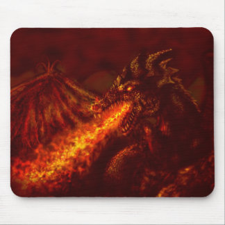 Mousepad Fogo de respiração do grande dragão vermelho da