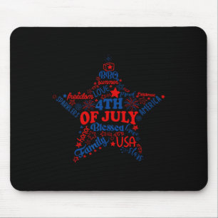 Mousepad Fogo Estrelas 4 de julho Dia da Liberdade Patrióti