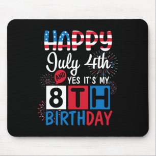 Mousepad Fogo Feliz 4 de julho Sim É Meu 8º Aniversário 8