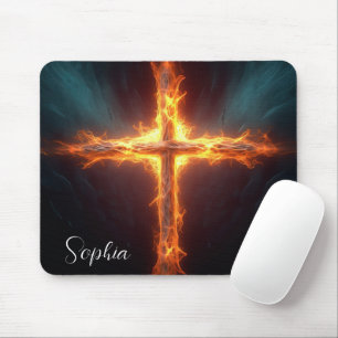 Mousepad Fogo Jesus Cristo Cruzado Ilustração Cruzada