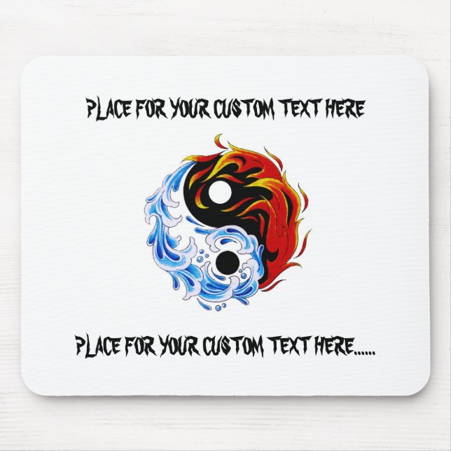 Mousepad Fogo legal Yin Yang da água do símbolo do tatuagem (Frente)