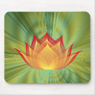 Mousepad Fogo Lotus Black Red Yellow Floral Modelo