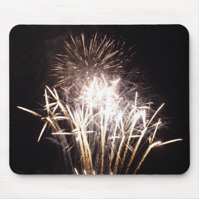 Mousepad Fogos de artifício brancos e Dourados I Celebração (Frente)