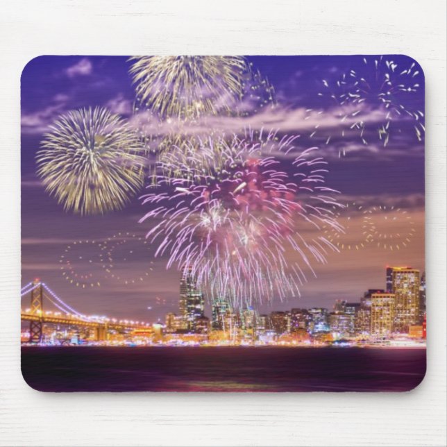 Mousepad Fogos-de-artifício do ano novo de San Francisco (Frente)