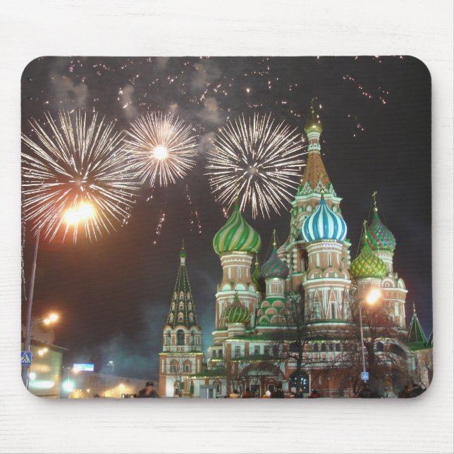 Mousepad fogos-de-artifício do quadrado vermelho (Frente)