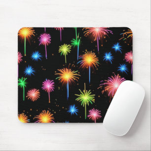 Mousepad Fogos De Artifício Neon A Preto