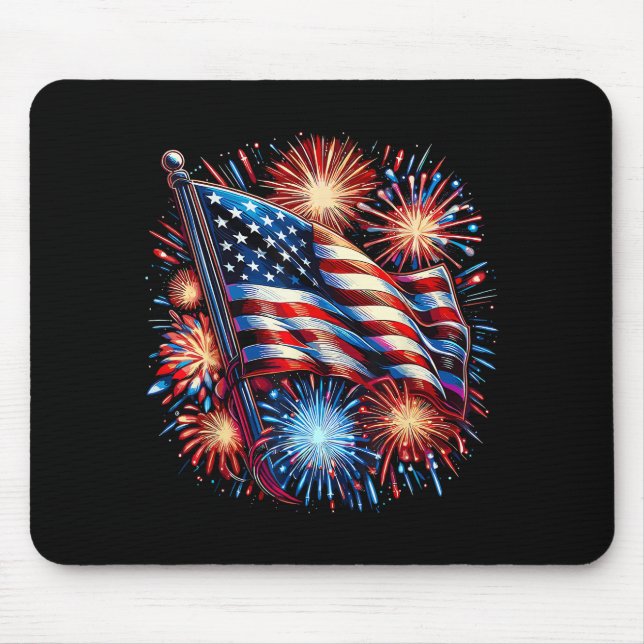 Mousepad Fogueira da Bandeira dos EUA Patriótica (Frente)