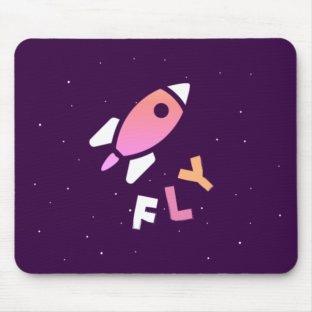 Mousepad Foguete - Abstrato, Pop, cor-de-rosa, roxo, arte! (Frente)