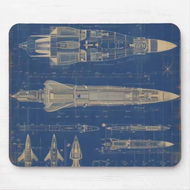 Mousepad Foguete de Impressão Escrita Científica-Fi (Frente)
