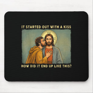 Mousepad Foi apenas um beijo jesus & judas meme engraçado