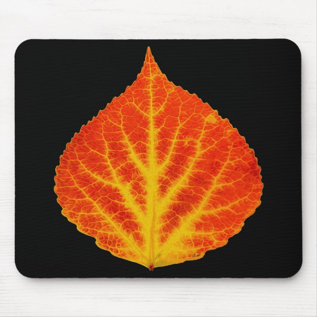Mousepad Folha de Aspen Vermelha e Amarela #10 (Frente)