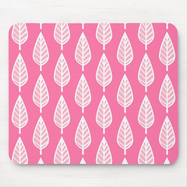 Mousepad Folha de faia - Cor-de-rosa e branco florescente (Frente)