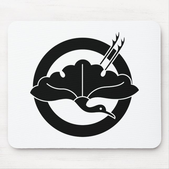 Mousepad Folha de ginkgo em forma de grua em círculo (Frente)