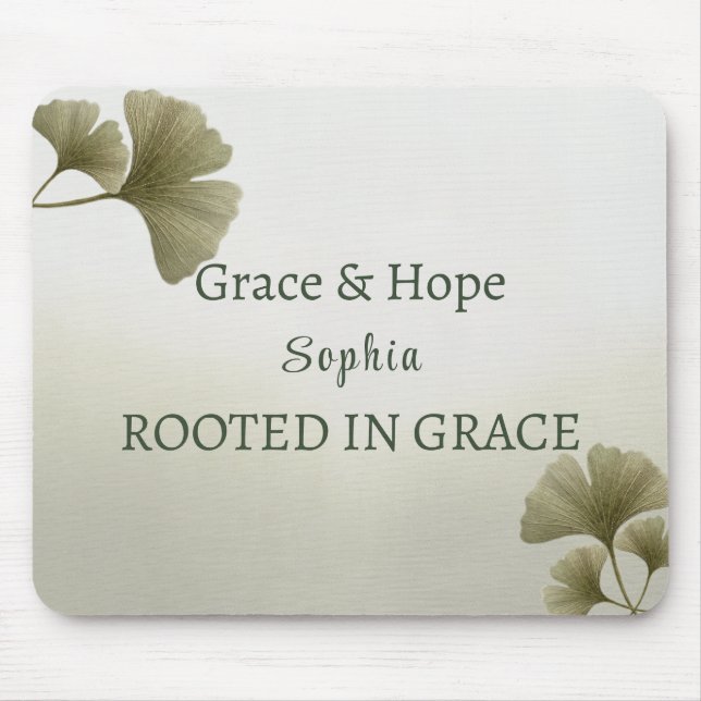 Mousepad Folha de Ginkgo Verde Personalizada com Nome (Frente)