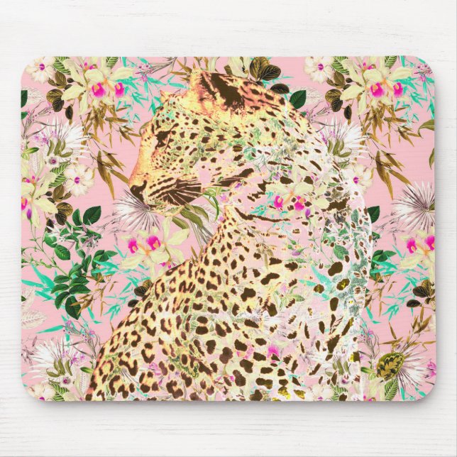 Mousepad Folha de impressão-leopardo tropical do Havaí (Frente)