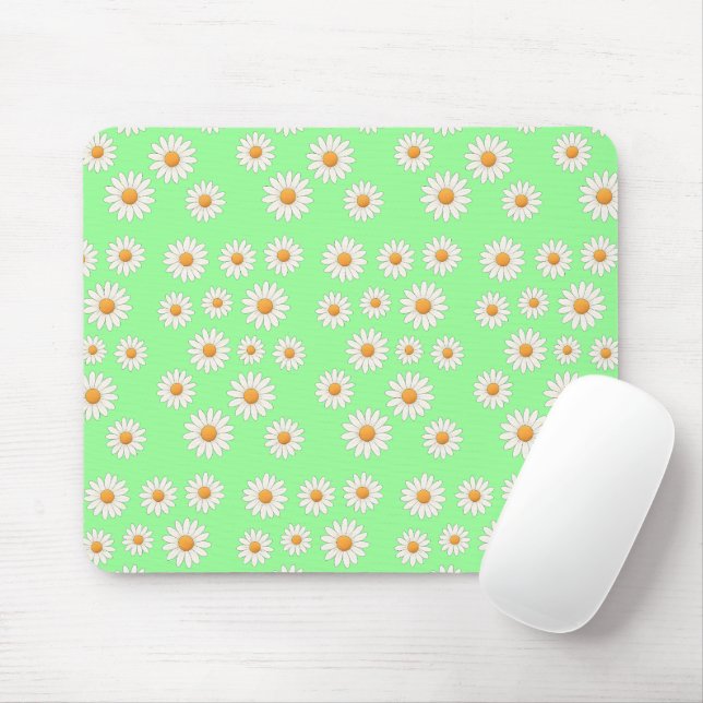 Mousepad Folha de margarida bonita - Acessório estético de  (Com mouse)