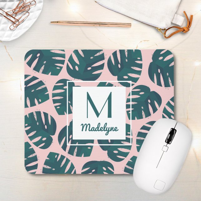 Mousepad Folha de Monstera Botânica Moderna Personalizada (Criador carregado)