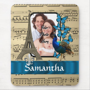 Mousepad Folha de música e Paris bonito romântica