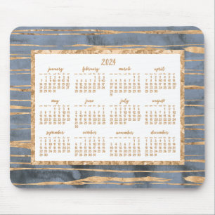 Mousepad Folha de Ouro Antecipação do Mouse Calendário 2024