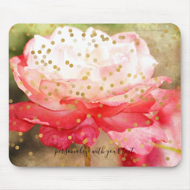 Mousepad Folha de prova Dourado personalizada dos confetes (Frente)