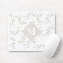 Mousepad Folha Decorativa De Beige Botânica Monograma