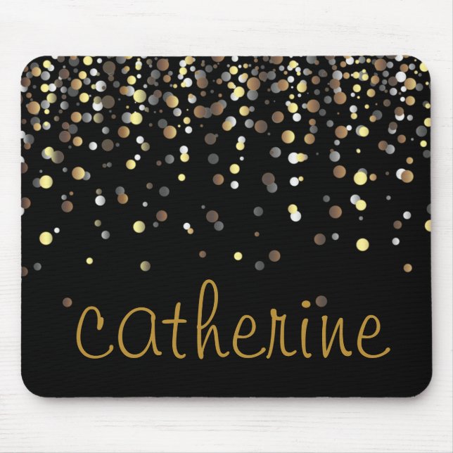 Mousepad Folha Dourado do falso do preto do brilho dos (Frente)