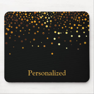 Mousepad Folha Dourado preta personalizada do falso do