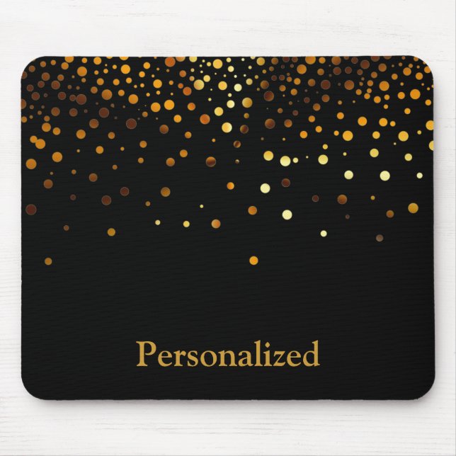 Mousepad Folha Dourado preta personalizada do falso do (Frente)