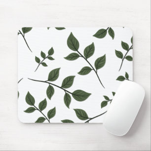Mousepad Folhagem com Folhas Verdes em Branco