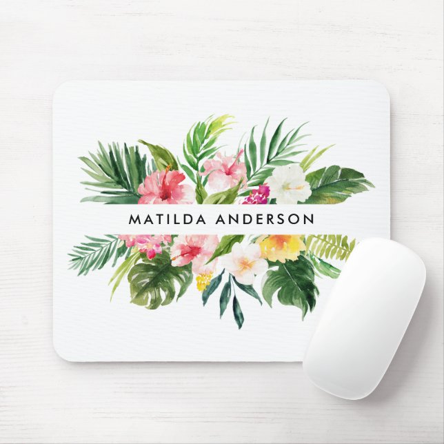 Mousepad Folhagem moderna floral tropical (Com mouse)