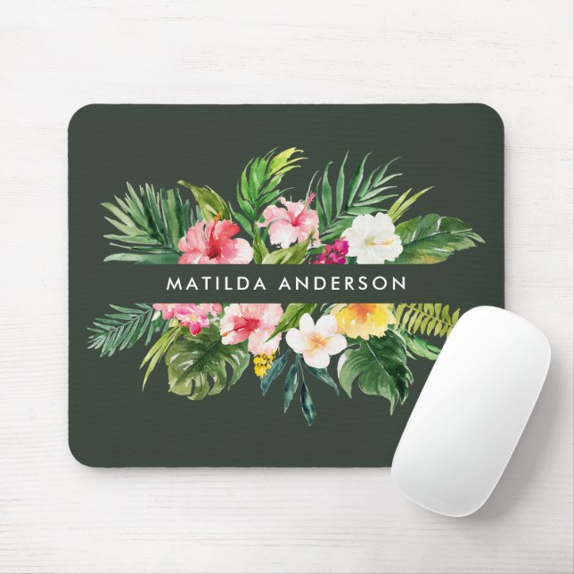 Mousepad Folhagem moderna floral tropical (Com mouse)