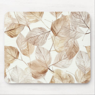 Mousepad Folhas Brancas Bege