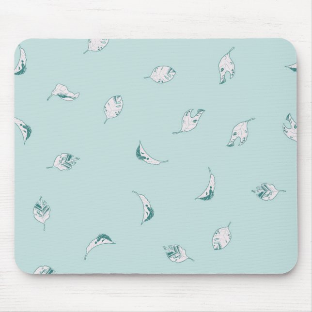 Mousepad Folhas claras verdes e brancas (Frente)