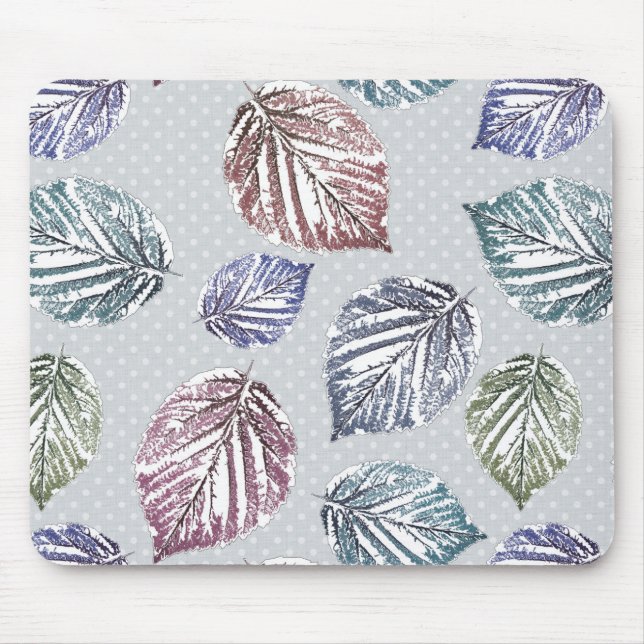 Mousepad Folhas de abertura sobre fundo de cinza leve (Frente)