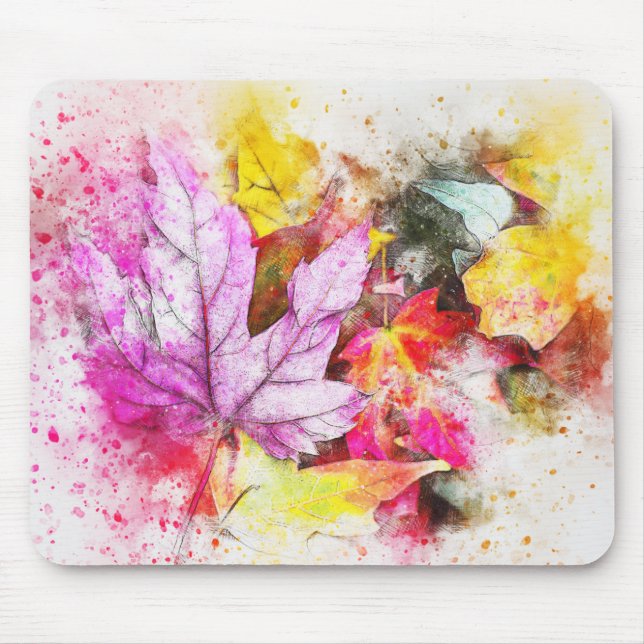 Mousepad Folhas de Aquarela (Frente)