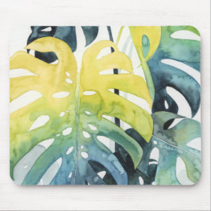 Mousepad Folhas de Árvore de Palma de Sunset de Aquarela