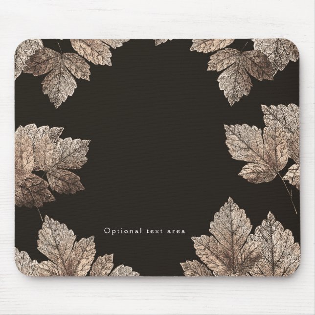 Mousepad Folhas de Bronze e Marrom Escuro Glamour Outonal R (Frente)