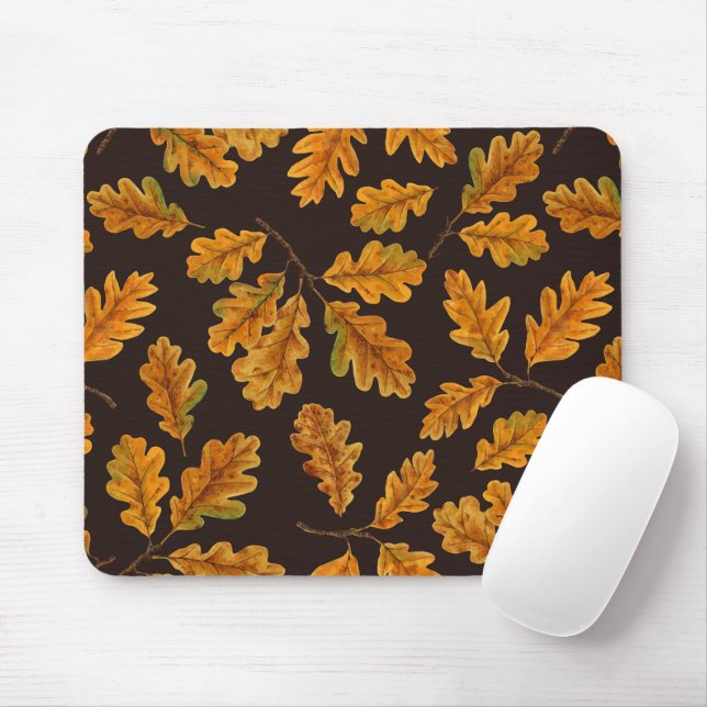 Mousepad Folhas de carvalho autóctones em castanho escuro (Com mouse)
