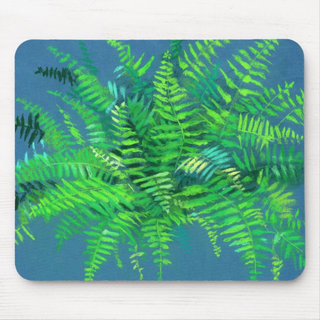 Mousepad Folhas de cereais, design floral, verde, azul e ve (Frente)