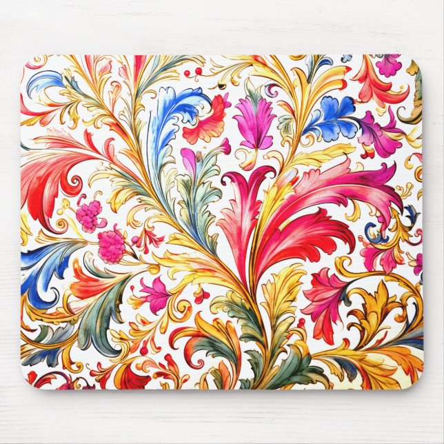 Mousepad Folhas de Design Florentine de rico (Frente)