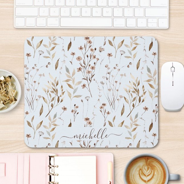 Mousepad Folhas de Flores Marrom, Rustic Colour, Elegante (In situ)