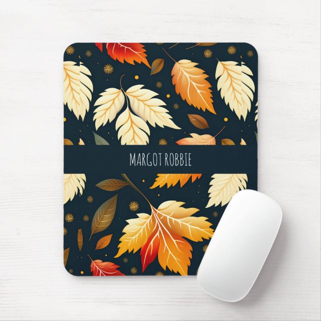 Mousepad Folhas de inverno Gradiente Laranja Padrão (Com mouse)