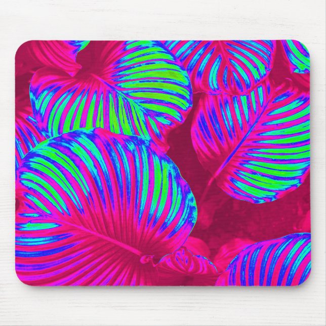 Mousepad Folhas de Magenta Tropicais (Frente)