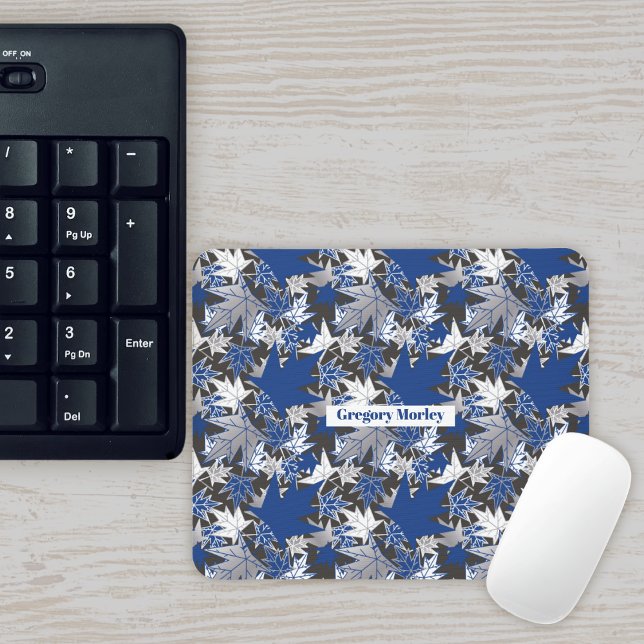 Mousepad Folhas de Mapeamento - Azul em um Fundo de Carvões (Criador carregado)