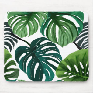 Mousepad Folhas de Monstera Aquarela Botânica Moderna