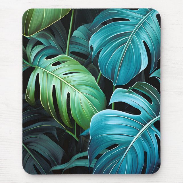 Mousepad Folhas de Monstera Botânica Folhagem Tropical da S (Frente)