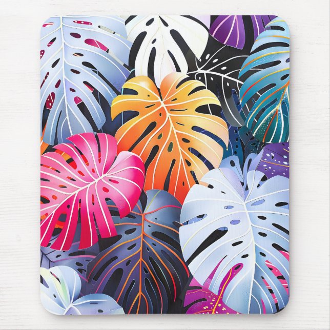 Mousepad Folhas de Monstera Tropical de Verão (Frente)