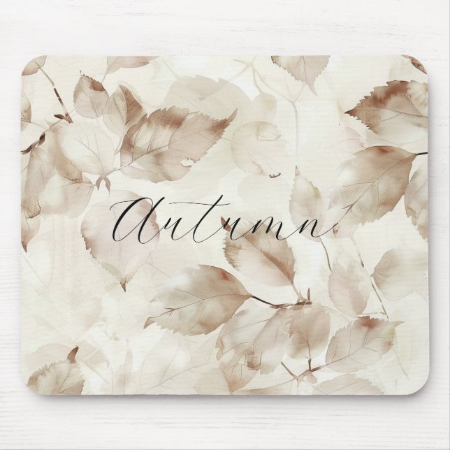 Mousepad Folhas de Outono Bege Creme (Frente)